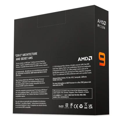 Imagem de Processador AMD Ryzen 9 9950X, 4.3 GHz (5.7 GHz), Cache 64 MB, 16 Núcleos, 32 Threads, AM5 - 100-100001277WOF