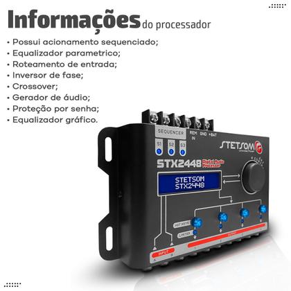 Imagem de Processador Áudio Digital Equalizador Crossover Senha Stetsom Stx2448 4 Canais