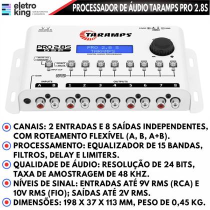 Imagem de Processador Áudio Equalizador Taramps Pro 2.8s Digital 8 Vias