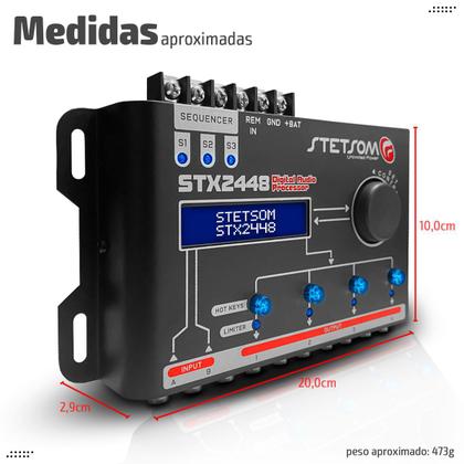 Imagem de Processador Automotivo Crossover Stx2448 Stetsom Equalizador Digital Senha 4 Canais