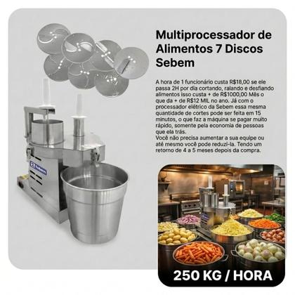 Imagem de Processador de Alimentos Industrial Sebem com 7 Discos