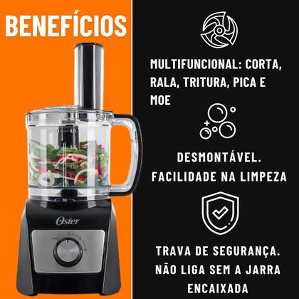 Imagem de Processador de Alimentos Oster Compacto 3 em 1 Potência 300w Laminas em Inox Multifuncional 220v