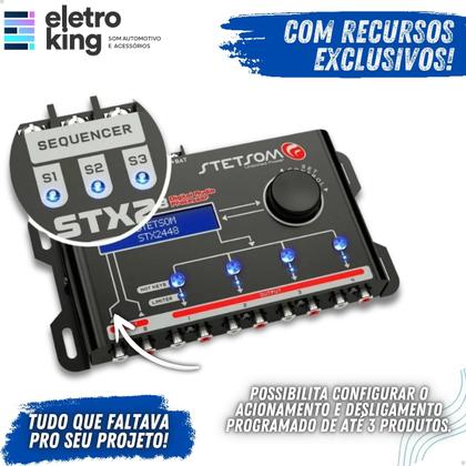 Imagem de Processador de Audio Digital Stetsom Som automotivo STX2448 4 Vias e Cabo RCA 1 Metro Technoise Blindado