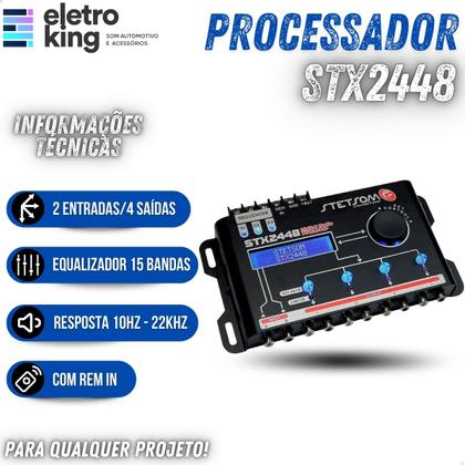 Imagem de Processador de Audio Digital Stetsom Som automotivo STX2448 4 Vias e Cabo RCA 1 Metro Technoise Blindado