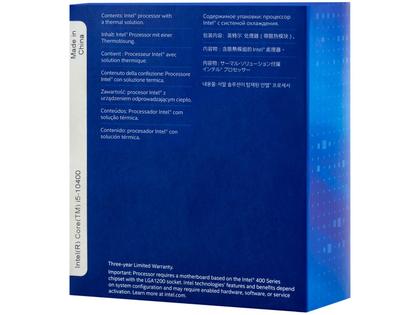 Imagem de Processador Intel Core I5-10400 2.90Ghz (4.3Ghz Turbo) Hexa Core LGA1200 12MB Cache - BX8070110400
