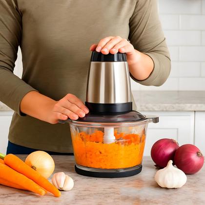Imagem de Processador Triturador Alimentos Vidro Inox Elétrico 2L 500W