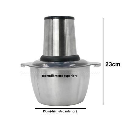 Imagem de Processador Triturador de Alimentos Elétrico Inox 2L 850W 220V Mini Processador e Picador de Carne Legumes e Vegetais Profissional com 4 Lâminas