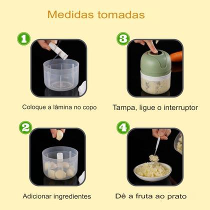 Imagem de Processador Triturador Eletrico de Alimentos Grande C/ Batedor 3 Lâminas 250mL Moedor Tempero Alho C