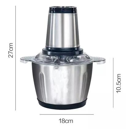 Imagem de Processador Triturador Picador de Alimentos Elétrico 3L Inox Potente 850W Moedor de Carne Legumes Verduras Sementes 220V