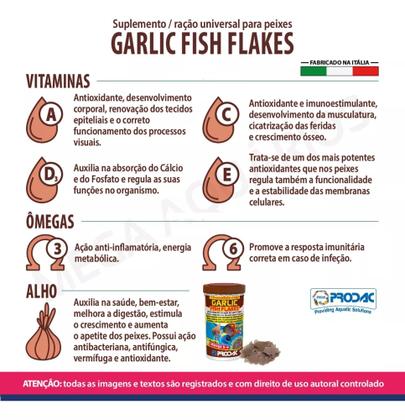 Imagem de Prodac Garlic Flocos 20g Ração Todas Espécies Peixes Antibac