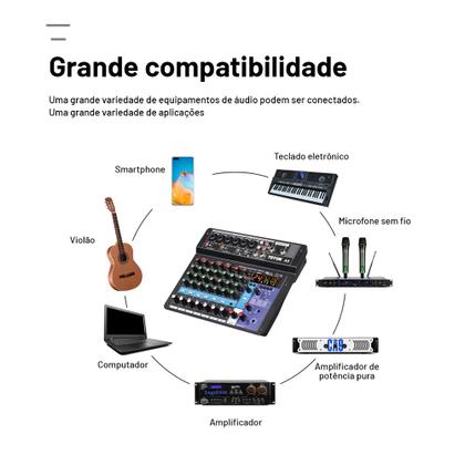 Imagem de Profissional Mesa De Som 8 Canais Mixer A8 Áudio Usb Smart Conjunto Interface Externa
