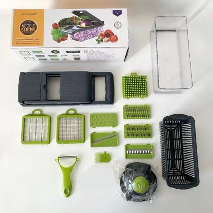 Imagem de Profissional Multiuso Cozinha Slicer Aço Inox 14 em 1 Fatiador Cortador Ralador De Legumes Verduras Frutas Alimentos