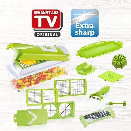 Imagem de Profissional Multiuso Cozinha Slicer Aço Inox 14 em 1 Fatiador Cortador Ralador De Legumes Verduras Frutas Alimentos