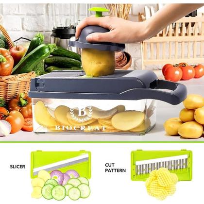 Imagem de Profissional Multiuso Cozinha Slicer Aço Inox 14 em 1 Fatiador Cortador Ralador De Legumes Verduras Frutas Alimentos