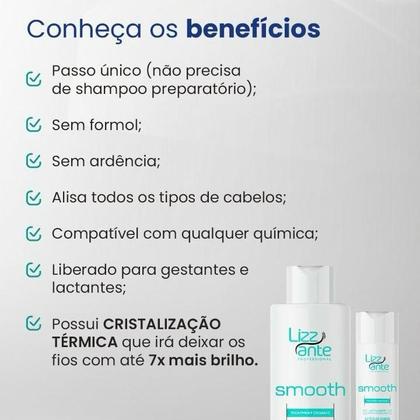Imagem de Progressiva de 1 Litro Orgânica Alisamento 100% para todos os tipos de cabelos Smooth Absolut Lizz ante