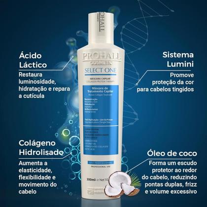 Imagem de Prohall Select One Máscara Antifrizz 300ml + Óleo Reparador 7ml