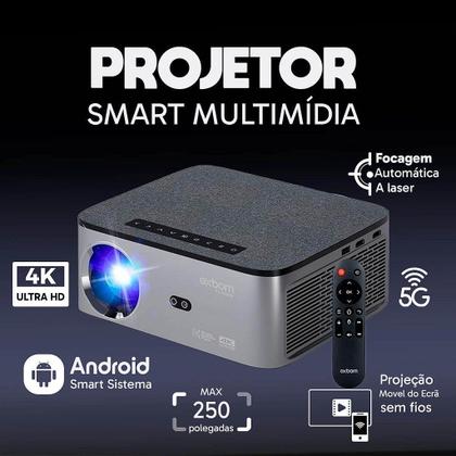 Imagem de Projetor Android 5G 4K Focagem a Laser e Espelhamento Sem Fio Preto