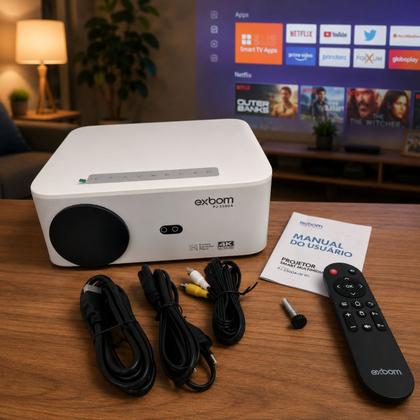 Imagem de Projetor Android Smart Multimídia 5G 4K Laser Wi-Fi Exbom Branco