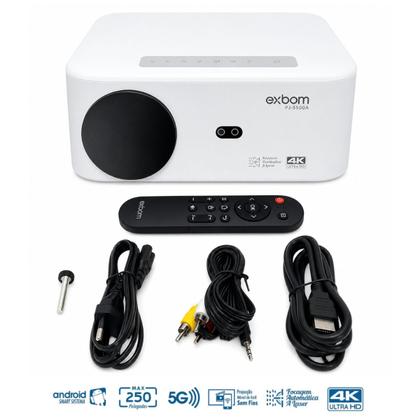 Imagem de Projetor Android Smart Multimídia 5G 4K Laser Wi-Fi Exbom Branco