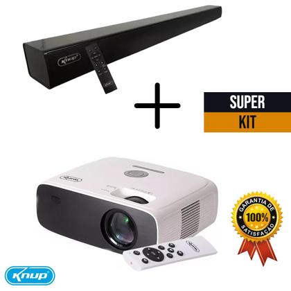 Imagem de Projetor Datashow Android Full HD 10200 Lumens Wi-Fi Bluetooth HDMI Knup PJ006 + Soundbar