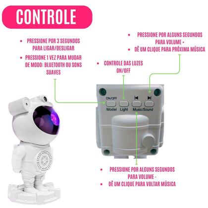 Imagem de Projetor De Galáxia C/ Controle E Caixa De Som Estrela Astronauta Luminária  Nebulosas Constelações Luz Quarto Céu
