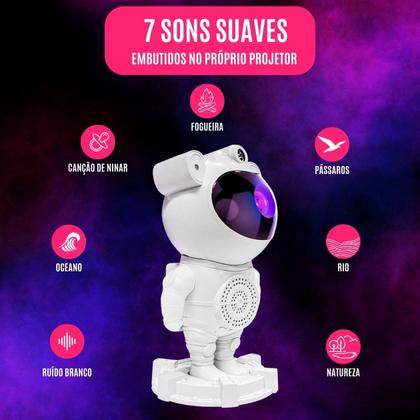 Imagem de Projetor De Galáxia C/ Controle E Caixa De Som Estrela Astronauta Luminária  Nebulosas Constelações Luz Quarto Céu