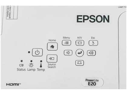 Projetor Epson PowerLite E20 XGA Portátil - 3400 Lumens 3LCD HDMI Branco Imagem de Projetor Epson PowerLite E20 XGA Portátil