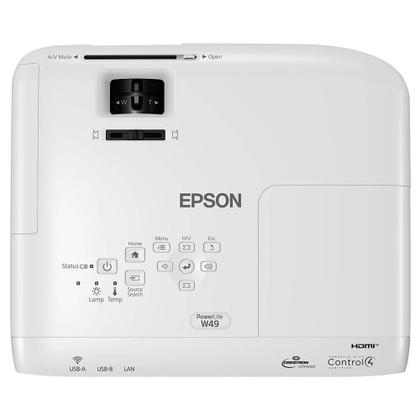 Imagem de Projetor Epson PowerLite W49, Tecnologia 3LCD, 3.800 Lumens, Branco - V11H983020