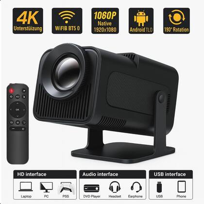 Imagem de Projetor Hy320 Mini 4k Android sem fio para Filmes e Séries
