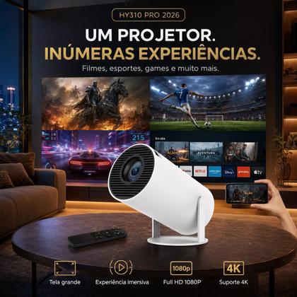 Imagem de Projetor Inteligente Bivolt Hy310 Pró 2026 Modelo Novo Grande 570 ANSI 1080P 5G Smart 4K Wifi 6 Bluetooth 5.0 Android 14