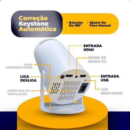 Imagem de Projetor Inteligente Hy300 Pró 5G Smart 4K Wifi 6 Bluetooth 5.0 Android 11 Com Controle