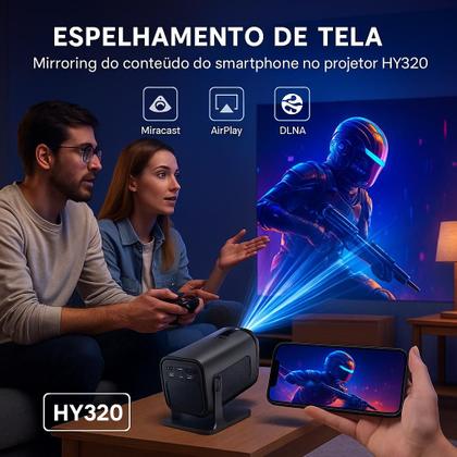Imagem de Projetor Inteligente Hy320 Pró 5G Smart 4K Wifi 6 Bluetooth 5.0 Android 11 Lançamento 2025