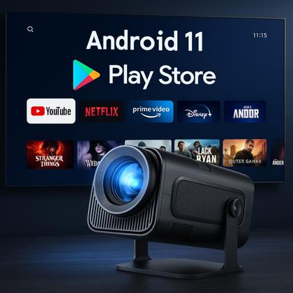 Imagem de Projetor Inteligente Hy320 Pró 5G Smart 4K Wifi 6 Bluetooth 5.0 Android 11 Lançamento 2025