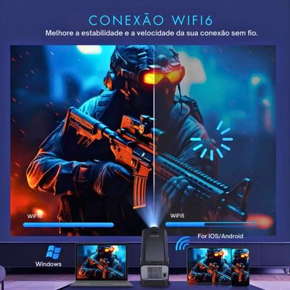 Projetor Inteligente Hy320 Pró 5G Smart 4K Wifi 6 Bluetooth 5.0 Android 11 Lançamento 2025 - NoroTech Eletrônicos Imagem de Projetor Inteligente Hy320 Pró 5G Smart 4K Wifi 6 Bluetooth 5.0 Android 11 Lançamento 2025