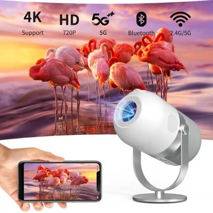 Imagem de Projetor Inteligente R1 2024 4K Full HD 150” Android 11, Wi-Fi 5G, Bluetooth 5.1  Auto Ajustável iOS