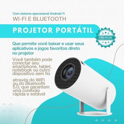 Imagem de Projetor Led 4K Android 11.0 Portátil HD Bluetooth HDMI WIFI Bivolt - SmartProjetor Home Cinema