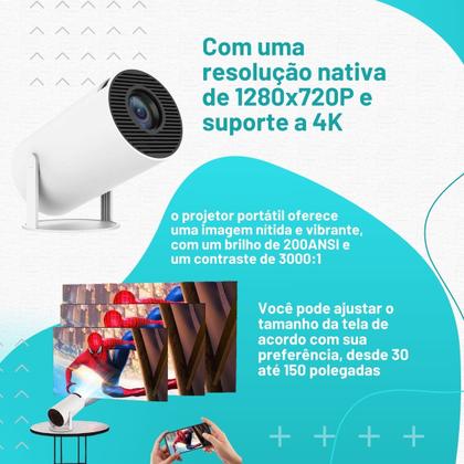 Imagem de Projetor Led 4K Android 11.0 Portátil HD Bluetooth HDMI WIFI Bivolt - SmartProjetor Home Cinema