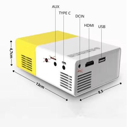 Imagem de Projetor Led 60 Polegadas Hdmi Full Hd 600 Lumens Multimidia Av Usb Mini Portatil 1080P Controle