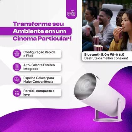 Imagem de Projetor LED Portátil 4K Android Smart WiFi Bluetooth USB Envio imediato