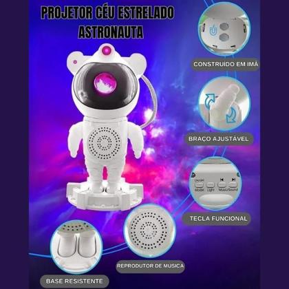 Imagem de Projetor Luminária Astronauta Com Caixa Som Bluetooth