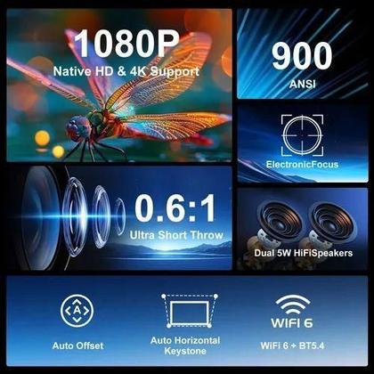 Imagem de Projetor Magcubic Hy450 8K Ultra 900 Ansi Android 11