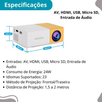 Imagem de Projetor Mini Filme Hd Led Datashow 600 Lumens Full Hd Portátil