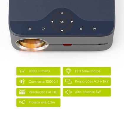 Imagem de Projetor Multimídia 7000 Lúmens Get Full HD HDMI/USB/AV