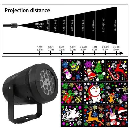 Imagem de Projetor Natalino Led Natal 16 Desenhos 3d Laser Decoracao Casa Loja Arvore de Natal Portatil Bivolt