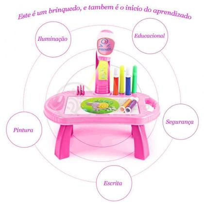 Imagem de Projetor Para Desenho Infantil Mesa Pintura Robo Rosa