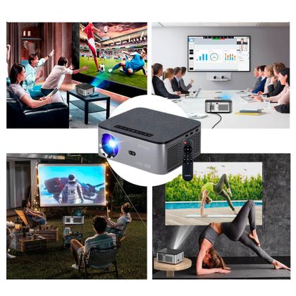 Imagem de Projetor Portátil 4K  Wi-Fi e Bluetooth Espelhamento Sem Fio Android e iOS Full HD Branca