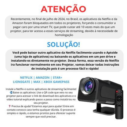 Imagem de Projetor Portátil inteligente Smart 4K Lançamento 2025 Hy320 Android apps Wifi Bluetooth HDMI, Espelha Celular, 150 polegadas, Videos Full HD