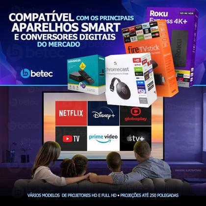 Imagem de Projetor Portatil Led - Betec BT950 - Full HD Nativo - 3200 Lumens - Bluetooth - 220 Polegadas