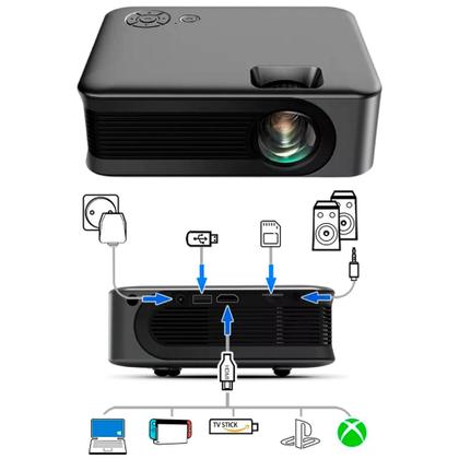 Imagem de Projetor Portátil Mini Hdmi Wi-Fi Smart Tv Aun A30C Pro Cinema Preto