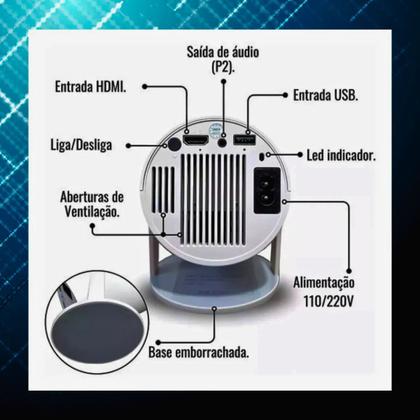 Imagem de Projetor Smart Portátil Full Hd 4K Android 11.0 Wifi Bluetooth Mini Home Theater Cinema HY300
